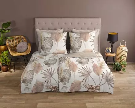 Постельное белье Good Morning "Винс" с листьями - песок - 200 х 200 см - 100% хлопок Muller Textil