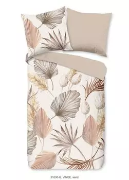 Постельное белье Good Morning "Винс" с листьями - песок - 135 х 200 см - 100% хлопок Muller Textil