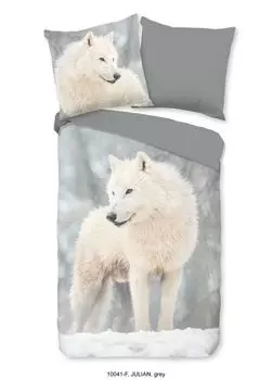 Постельное белье Good Morning Волк - 135x200 см - фланель/бобр Muller Textil, серый