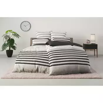 Постельное белье H.I.S» Майоран в размере. 135x200, 155x220 или 200x200 см", постельное белье в полоску разного качества, антрацит