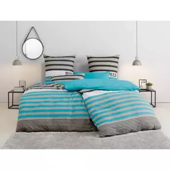 Постельное белье H.I.S» Майоран в размере. 135x200, 155x220 или 200x200 см", постельное белье в полоску разного качества, цвет trkis