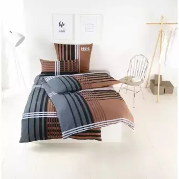 Постельное белье H.I.S» Филипп в размере. 135х200 или 155х220 см", спортивное постельное белье из хлопка, в клетку, коричневый