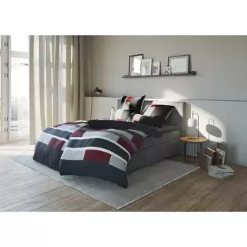 Постельное белье H.I.S» в размере «Этьен». 135х200 или 155х220 см», постельное белье из хлопка, неподвластное времени постельное белье с полосатым рисунком, антрацит/красный