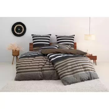 Постельное белье H.I.S» Майоран в размере. 135x200, 155x220 или 200x200 см", постельное белье в полоску разного качества, коричневый