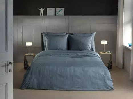 Постельное белье Heckett and Lane Banda 1 постельное белье 240х220см с 2 подушками 60х70см 100% хлопок Мако сатин Colonial Blue Heckett & Lane