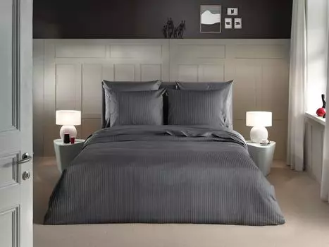 Постельное белье Heckett and Lane Banda 1 постельное белье 200х220см с 2 подушками 60х70см 100% хлопок Мако-Сатин Классик Антрацит Heckett & Lane