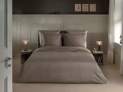 Постельное белье Heckett and Lane Banda 1 постельное белье 260х220см с 2 подушками 60х70см 100% хлопок мако сатин темно-серый Heckett & Lane