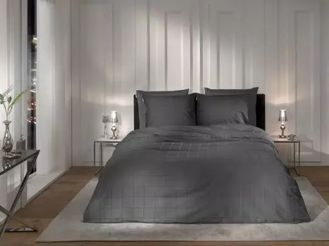 Постельное белье Heckett and Lane Diamante 1 постельное белье 240х220см с 2 подушками 60х70см 100% хлопок Мако-Сатин Классик Антрацит Heckett & Lane