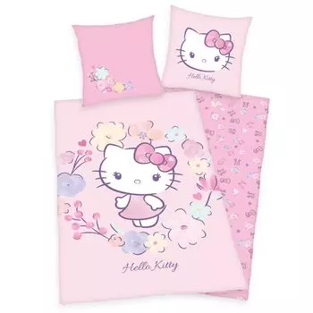 Постельное белье «Hello Kitty»/детское постельное белье, 100% хлопок (Renforce), 80х80 см + 135х200 см Herding