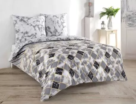 Постельное белье хлопок 200х200 см, комплект из 3 наволочек 80х80 см, пододеяльник Renforc на молнии Buymax