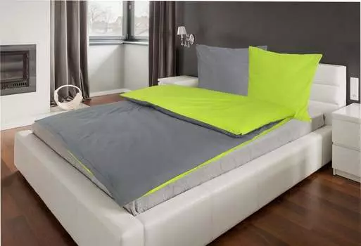 Постельное белье хлопок Renforc uni двустороннее 135х200+80х80 см 100% молния 4 шт. антрацит/зеленый MB Warenhandel24