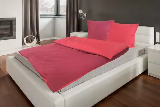 Постельное белье хлопок Renforc uni двустороннее 135х200+80х80 см 100% молния 2 шт. сиена/красное MB Warenhandel24