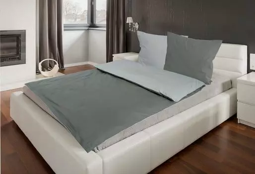 Постельное белье хлопок Renforc uni двустороннее 135х200+80х80 см молния 100% 4 шт антрацит/серебро MB Warenhandel24