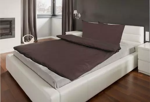 Постельное белье хлопок Renforce uni двустороннее 135х200+80х80 см молния 100% 4 шт. шоколадно-коричневое MB Warenhandel24