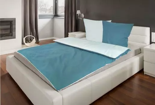 Постельное белье хлопок Renforce uni двустороннее 135х200 + 80х80 см молния 100% 2 шт. цвет морской волны/голубой MB Warenhandel24