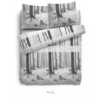 Постельное белье HnL Хлопок Deer Wolves Серый Венчик 135х200 см + 80х80 см Heckett & Lane