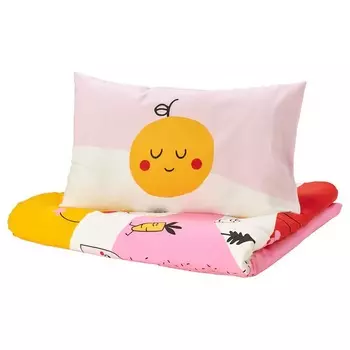 Постельное белье Ikea Grnfink Fitted 1 Pillowcase Crib, мультиколор, 110x125/35x55 см