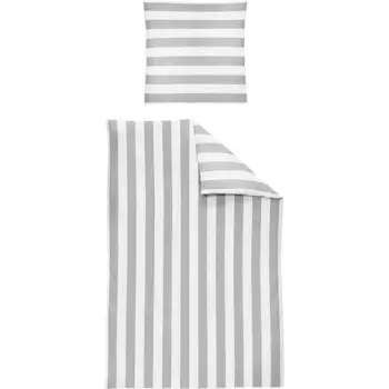Постельное белье «Ирисетта» Лента в размер. 135х200 или 155х220 см", постельное белье из хлопка, постельное белье в полоску на молнии Irisette, цвет silberfarben