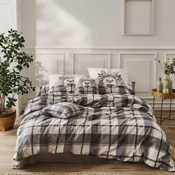 Постельное белье Irisette тонкий лен Панда 8491 натуральный 135х200 см + 80х80 см