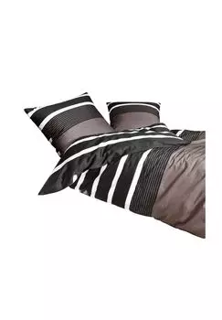 Постельное белье из 2-х предметов - Мако-сатин, хлопок, в полоску Janine, коричневый