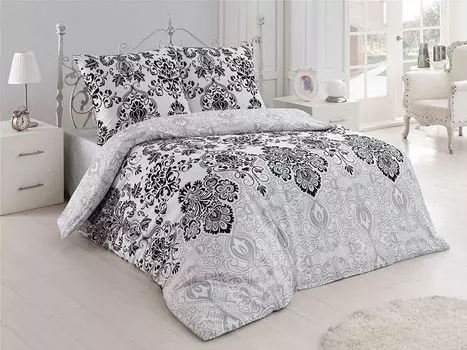 Постельное белье из 4 предметов 135х200 см, хлопковый комплект пододеяльников Renforce с наволочкой на молнии 80х80 см Buymax, серый