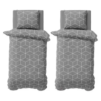 Постельное белье из 4 предметов 135х200 см, хлопок, комплект пододеяльников Renforce куб серый Visaggio