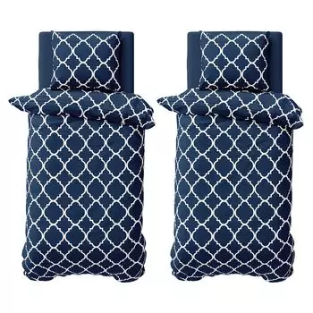 Постельное белье из 4 предметов 155х220 см, хлопок, комплект пододеяльников Renforce с орнаментом Maroc синий Visaggio