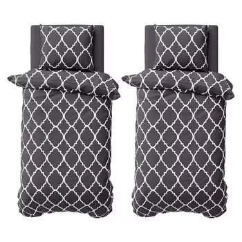 Постельное белье из 4 предметов 155х220 см, хлопок, комплект пододеяльников Renforce, орнамент Maroc, антрацит Visaggio