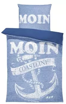 Постельное белье из 4 предметов 135х200 см морской якорь морской темно-синий белый микрофибра One-Home