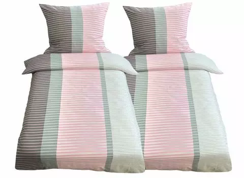 Постельное белье из 4 предметов 155х220, пододеяльник из микрофибры серый розовый в полоску leonado vicenti