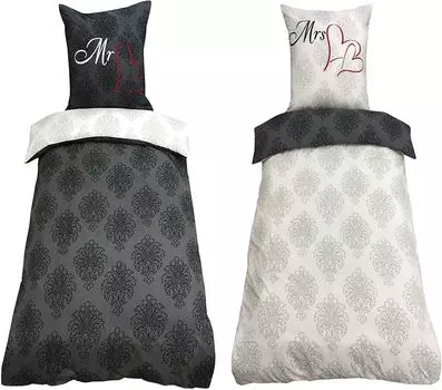 Постельное белье из 4 предметов 155х220 см Mr. & Mrs. Partner серый антрацит двусторонний оверсайз leonado vicenti