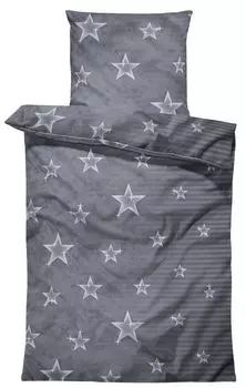 Постельное белье из 4 предметов 155х220 см звезды серый серебристый антрацит оверсайз микрофибра leonado vicenti