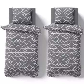 Постельное белье из 4 предметов 135х200 см, комплект пододеяльников из микрофибры премиум-класса серо-белая полоска Mskaan