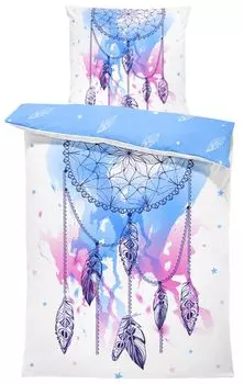 Постельное белье из 4 предметов 135x200 см ловец снов ловец снов перья двусторонняя микрофибра One-Home