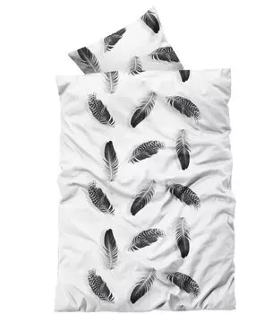 Постельное белье из двух предметов 155х220 см, перо, черно-белое, оверсайз, термофлис, зима leonado vicenti