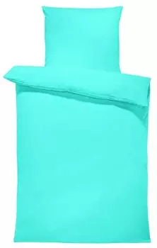 Постельное белье из двух предметов 155х220 см однотонное бирюзовое бирюзовый оверсайз Renforce хлопок One-Home