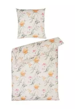 Постельное белье из джерси, цветочный ESTELLA, цвет Gesamt Breite Linen Gelb