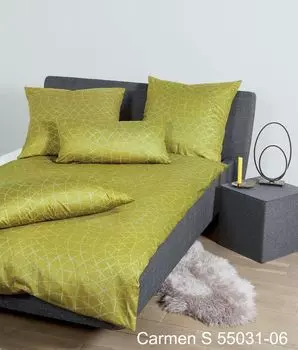Постельное белье из джерси Janine Interlock, пододеяльник, 2 предмета, 135 x 200 см, наволочка 80 x 80 см Carmen S 55031-06 янтарно-зеленый сияние Original Janine