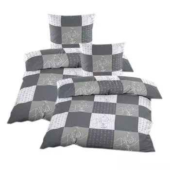 Постельное белье из хлопчатобумажного хлопка, 4 шт., 135 х 200, на молнии, комплект летнего постельного белья антрацитовый серый в клетку Ahoy Casa Colori