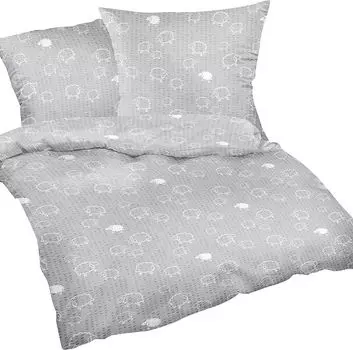 Постельное белье из хлопчатобумажной ткани 2 шт. 135х200см (099/7-S) овцы серого и белого цвета - комплект постельного белья из 100% хлопка, без глажки Heubergshop