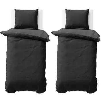 Постельное белье из хлопка 135x200 см, черный антрацит, двусторонний двусторонний пододеяльник из микрофибры, 4 шт Visaggio