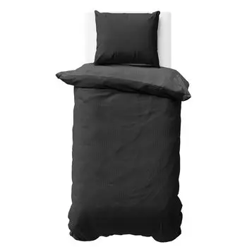 Постельное белье из хлопка 155х220 см, черный антрацит, двусторонний двусторонний пододеяльник из микрофибры, 2 предмета Visaggio