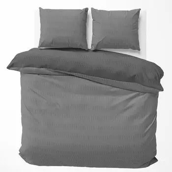 Постельное белье из хлопка 200х200 см, серый антрацит, двусторонний двусторонний пододеяльник из микрофибры, 3 предмета Visaggio