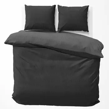 Постельное белье из хлопка 200х200 см, черный антрацит, двусторонний двусторонний пододеяльник из микрофибры, 3 предмета Visaggio