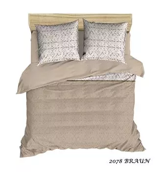 Постельное белье из хлопка Ranforce, 3 предмета, 200х200 см, модель 2078, коричневый Sale and More