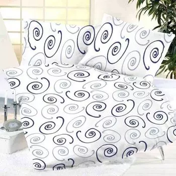 Постельное белье из микрофибры, 2 предмета, белый, синий, лазурный, волнистый, пододеяльник 135 см x 200 см + 1 подушка 80 см x 80 см Hausmarke Magita