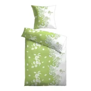 Постельное белье из микрофибры etrea Kimi 135x200, комплект из 2 шт. - без глажки, с молнией - подходит для аллергиков согласно Oekotex 100 - пододеяльник с наволочкой - 135 x 200 + 80 x 80 - зеленый Etrea Himmlische Qualitt