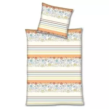 Постельное белье из микрофибры оранжево-белые цветы 135х200 см + 80х80 см Hausmarke Magita