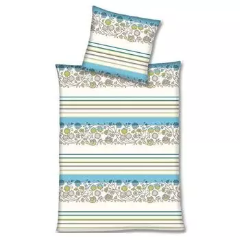 Постельное белье из микрофибры синие белые цветы 155х220 см + 80х80 см Hausmarke Magita