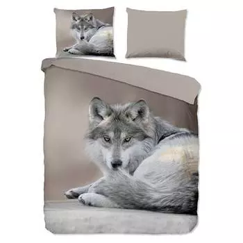 Постельное белье из микрофибры волк Pure, коричневый